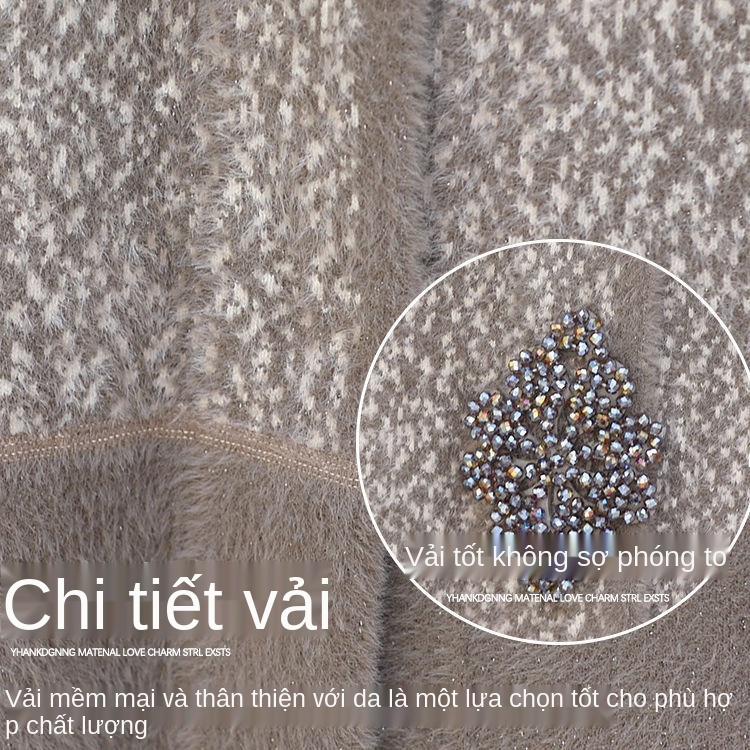 Quần áo của mẹ, áo khoác nhung dày giả lông chồn | BigBuy360 - bigbuy360.vn