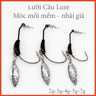 (hot) lưỡi câu lure, lưỡi câu móc mồi mềm, nhái giả, nhái thật có thìa xoay ( giá xả hàng )