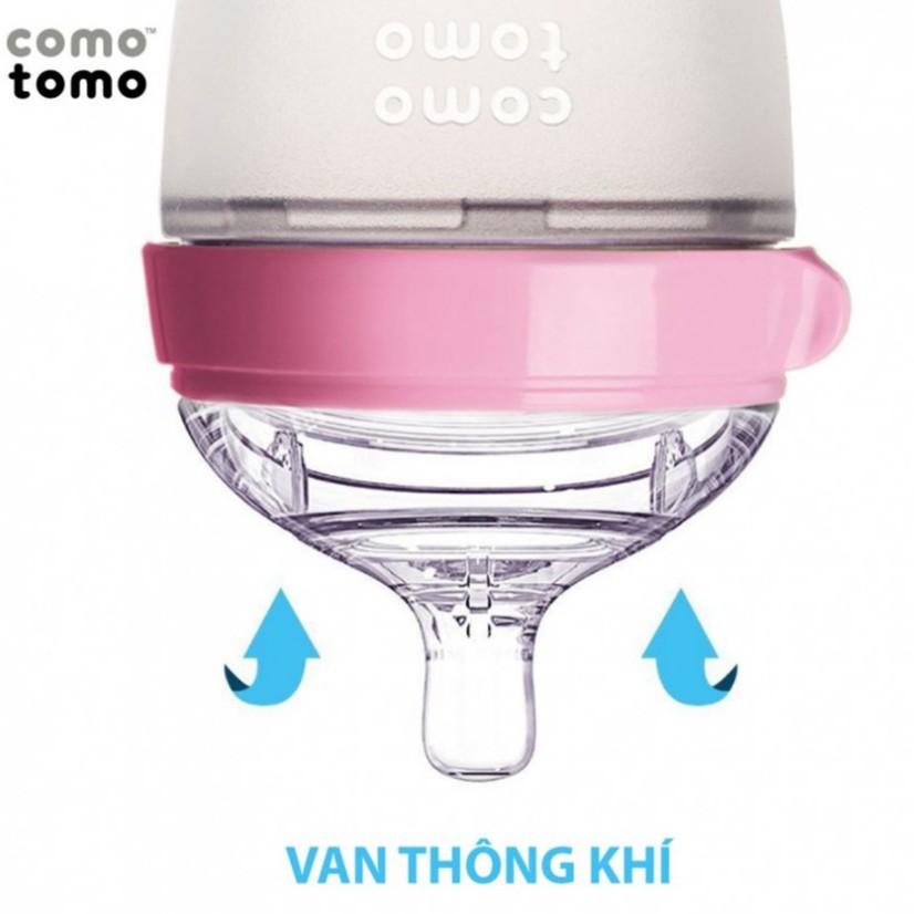 Bộ hai bình sữa Comotomo 150ml màu xanh hoặc hồng