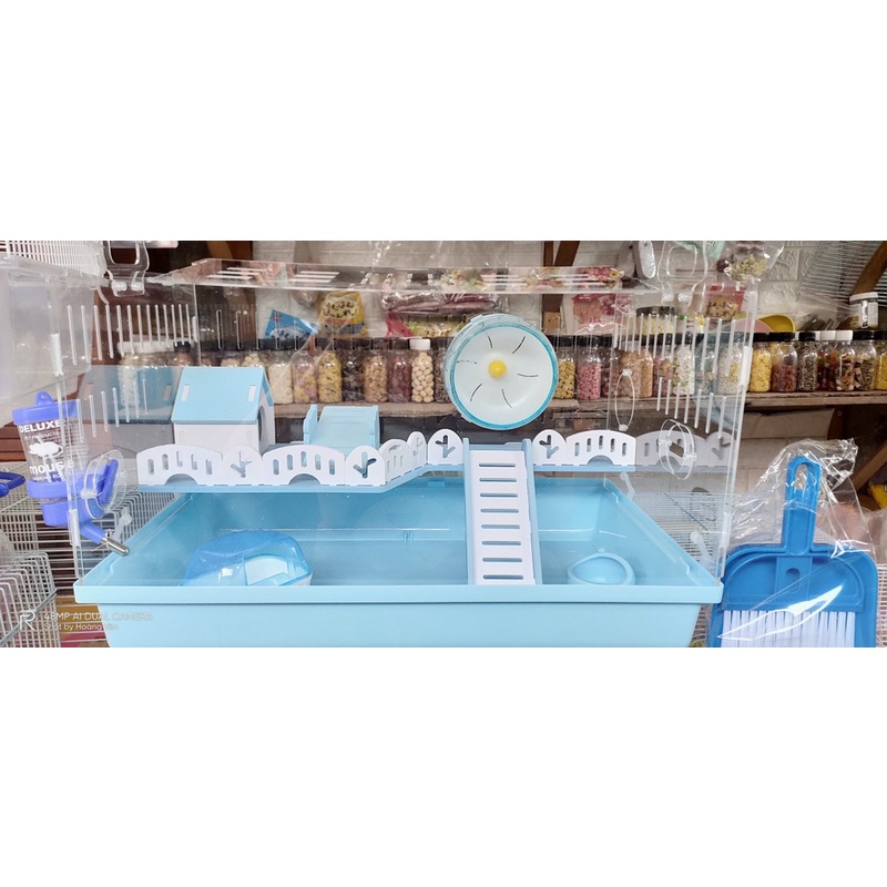 lồng mika 47cm cho hamster (tặng bộ chổi quét dọn)