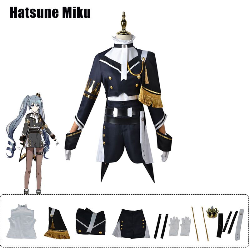 kawaii Hatsune Miku Cosplay Costume Halloween Military Uniform Suit Fancy Dress Party girl gift
