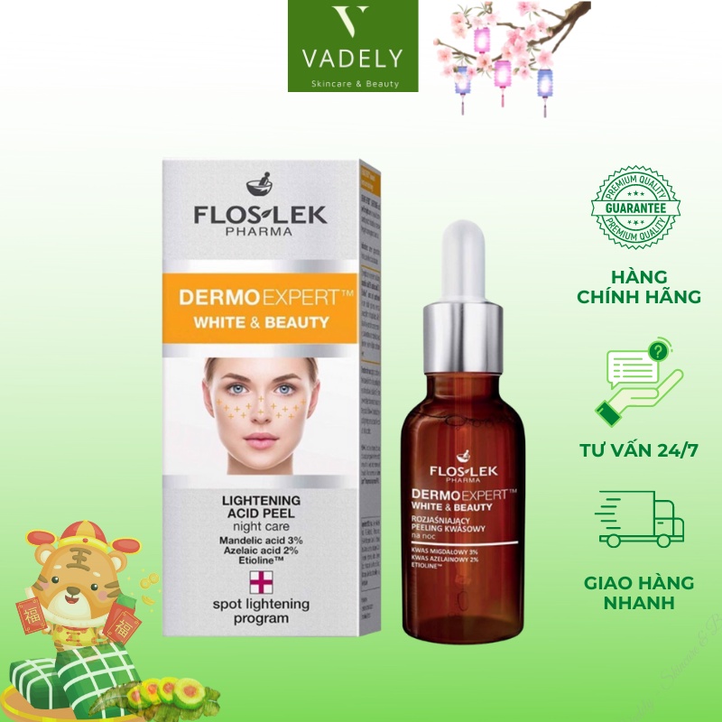 Tẩy tế bào chết Lightening Acid Peel Night Care Floslek 30ml làm sáng da, mờ thâm và đốm nâu 30ml
