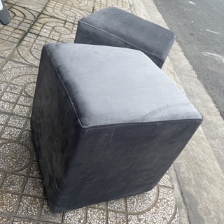 Bộ 2 ghế đôn vuông vải Nhung xám - Ghế đôn sofa Bed giá rẻ