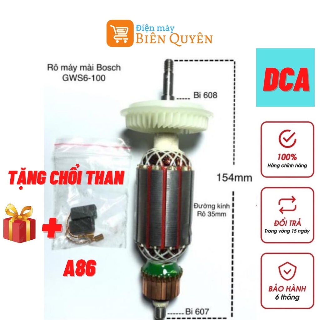 Roto Ruột Máy Mài 6-100 DCA Hàng Chính Hãng Độ Bền Cao Tặng Chổi Than