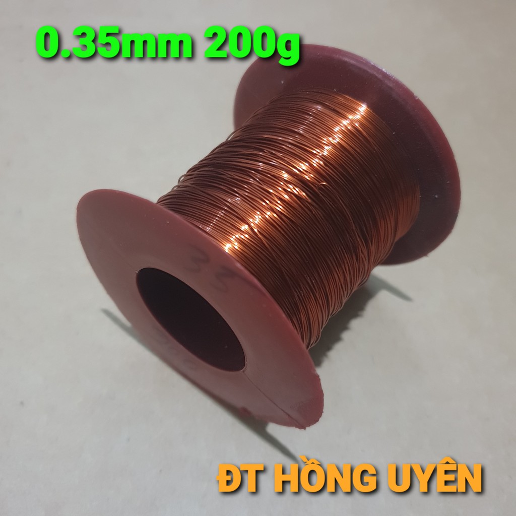 (0.35mm-200g)  DÂY ĐỒNG QUẤN BIẾN ÁP. DÂY ĐỒNG 0.35mm BỌC EMAY CÁCH ĐIỆN, CHỊU NHIỆT ĐỘ CAO, DÒNG TẢI CAO