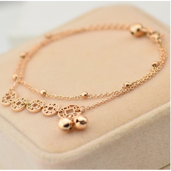 Lắc tay chân 2 tầng đồng tiền chuông mạ vàng 14k đẹp giá rẻ BH vĩnh viễn | BigBuy360 - bigbuy360.vn