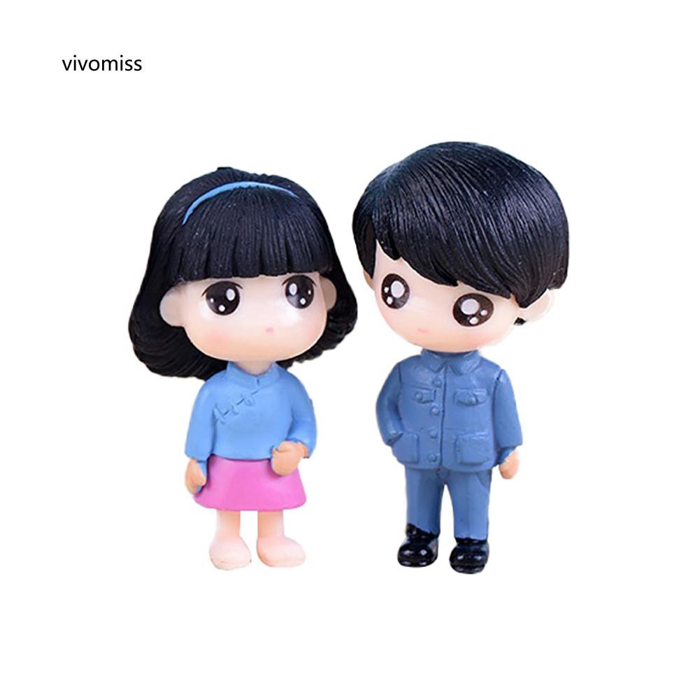 Bộ 2 đồ chơi mô hình búp bê trai hoặc gái dễ thương dùng trang trí nhà