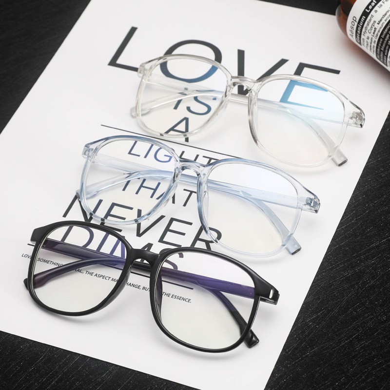 Mắt Kính Mata Gọng Oval Chống Ánh Sáng Xanh Phong Cách Hàn Quốc Cho Nam Nữ