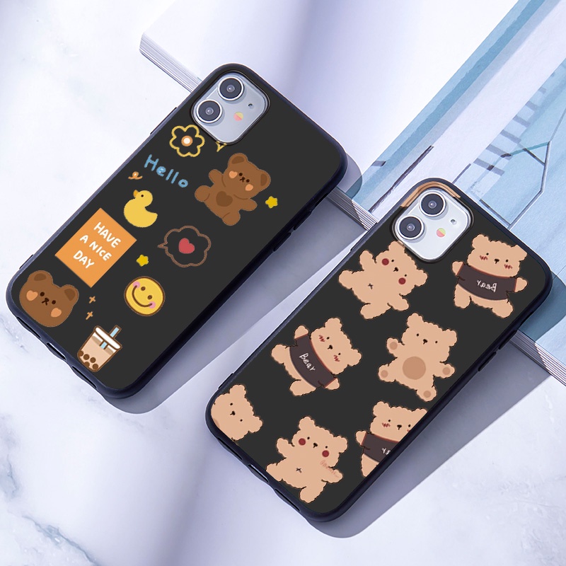 Ốp điện thoại hình gấu bánh quy 2 kiểu thích hợp cho IPhone 12 11 XS Pro Max Mini X XR 8 7 6 6S Plus 5S 5 SE 2020