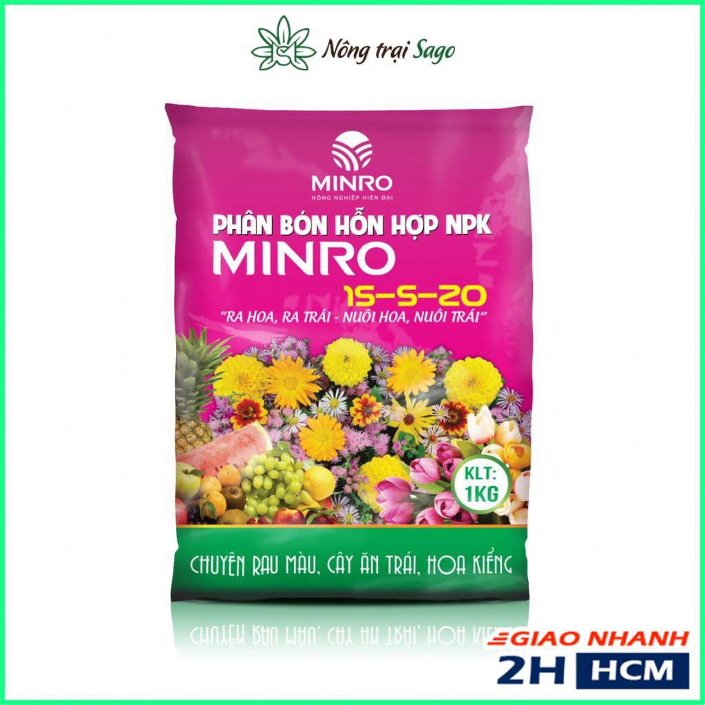 Phân Bón Kích Ra Hoa, Ra Trái - Nuôi Hoa, Nuôi Trái MINRO NPK 15-5-20 (Gói 1KG) - Nông Trại Sago