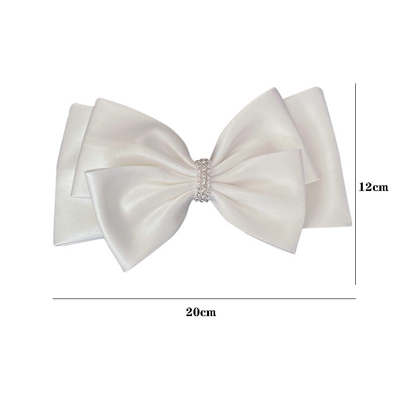 Nơ Cài Tóc Đính Đá Satin Màu Trắng / Đỏ / Đen Thanh Lịch Dành Cho Cô Dâu