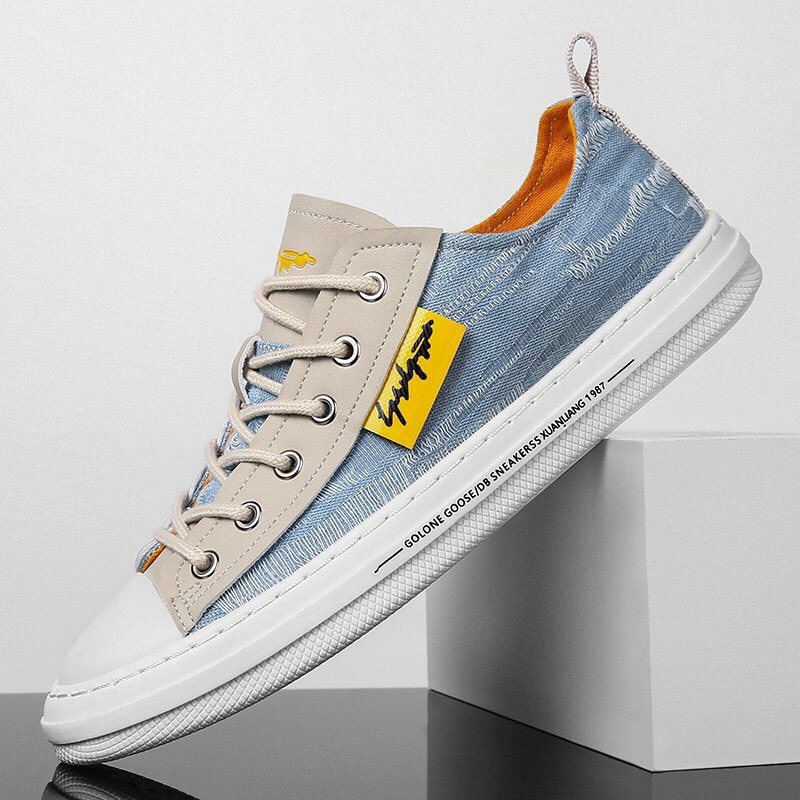 Giày thể thao nam vải bò rách phối da mác vàng GOOSE | BigBuy360 - bigbuy360.vn