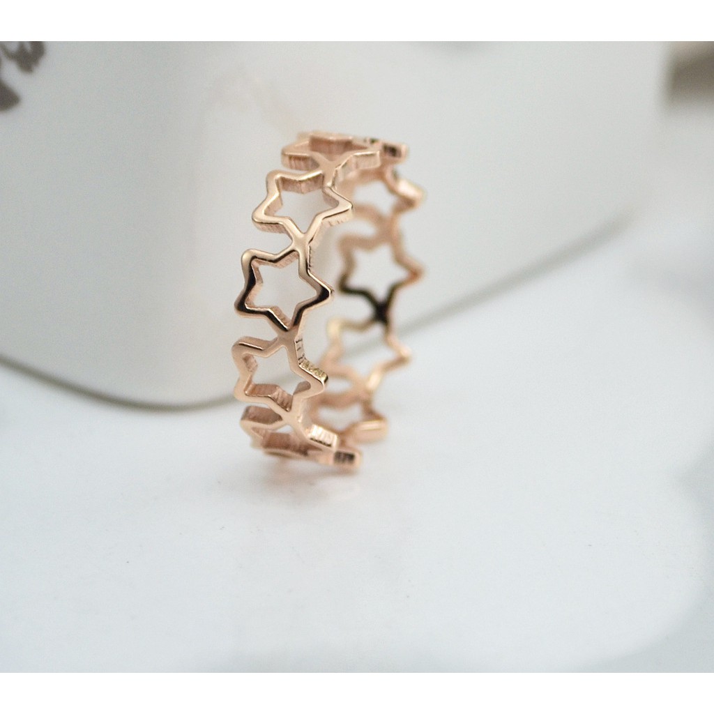 Nhẫn Đeo Tay Bằng Thép Titan Mạ Vàng 18K Phong Cách Hàn Quốc Đơn Giản