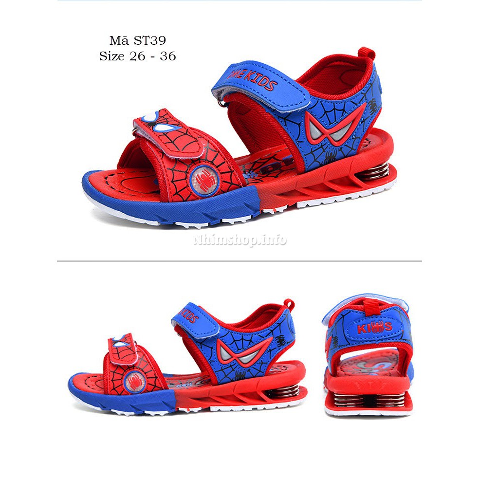 Sandal siêu nhân spiderman cho bé trai 3 - 12 tuổi quai ngang đế lò so phong cách Hàn Quốc cực chất ST39