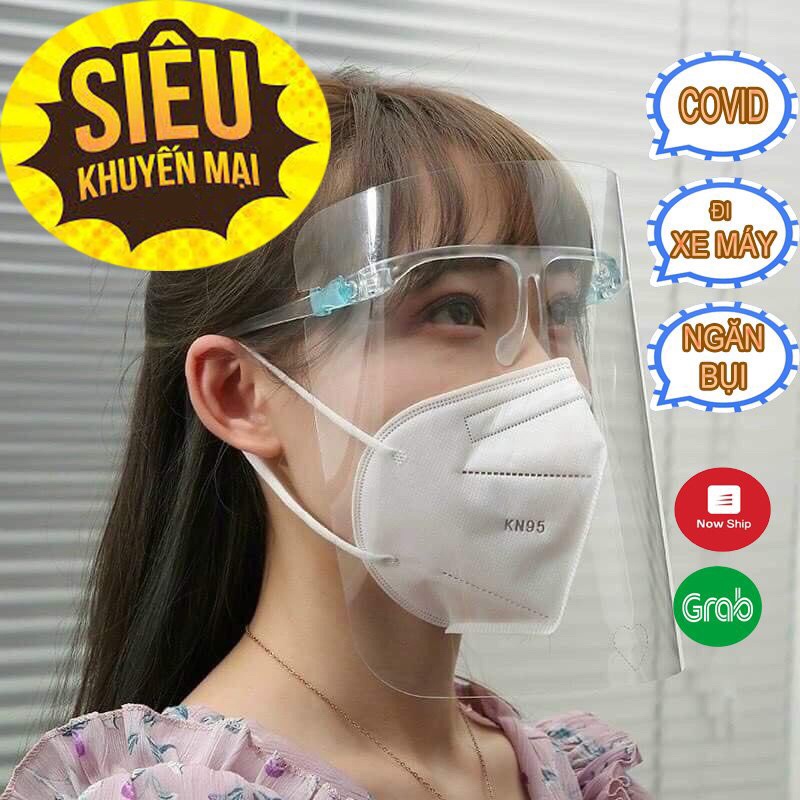 Kính bảo hộ chống dịch-Kính chống giọt bắn Face Shield-Chống bụi, không động hơi nước, nhẹ và hiệu quả.