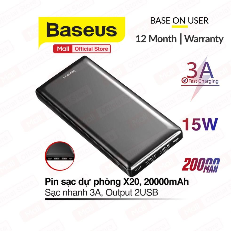 Pin sạc dự phòng Baseus X20 Mini JA sạc nhanh Power Bank 20000mAh-Power Delivery 15W - Thanh Phúc Mobile