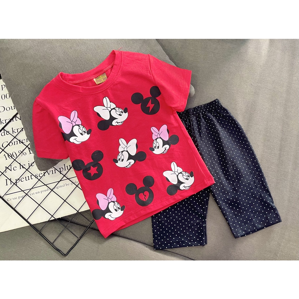 [09-22kg] Bộ lửng cotton 4c chính phẩm mịn mát cho bé Gái thấm hút mồ hôi, cho bé thoải mái vận động
