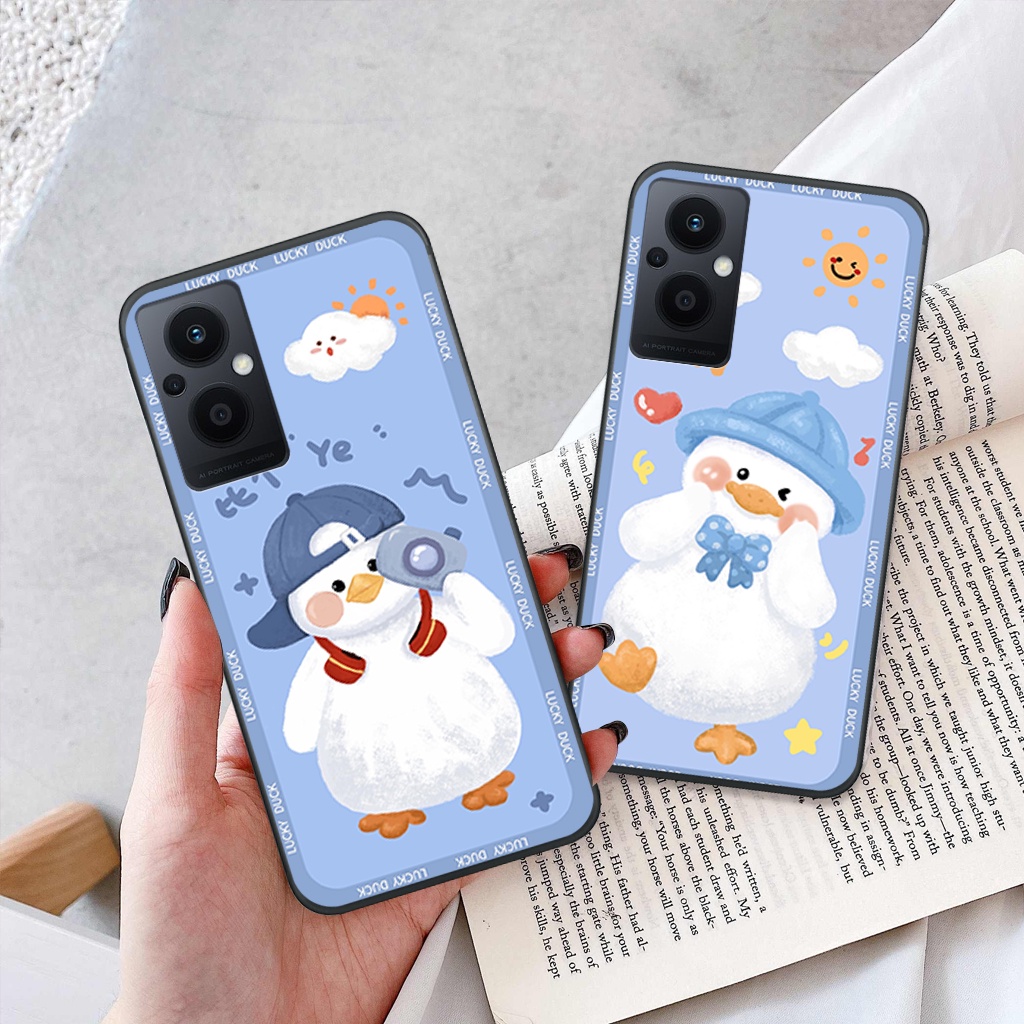 Ốp lưng Oppo Reno 7 5G/ Reno 7Z 5G chú vịt đáng yêu, lucky duck, ốp cặp đôi dễ thương