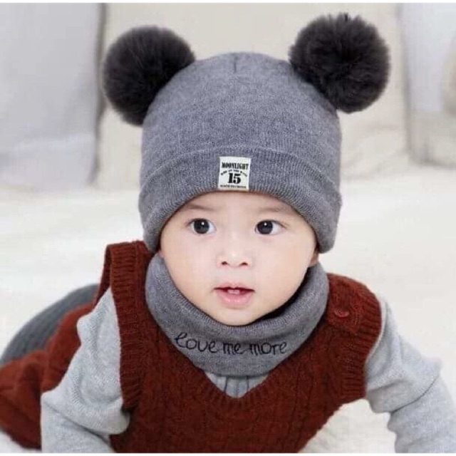 Mũ len kèm khăn trẻ em