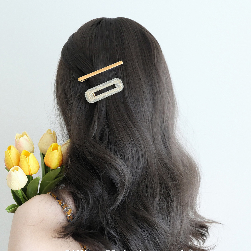 Bộ 3 cái kẹp tóc mỏ vịt acrylic màu kẹo in họa tiết trái tim thời trang ngọt ngào phối thoải mái