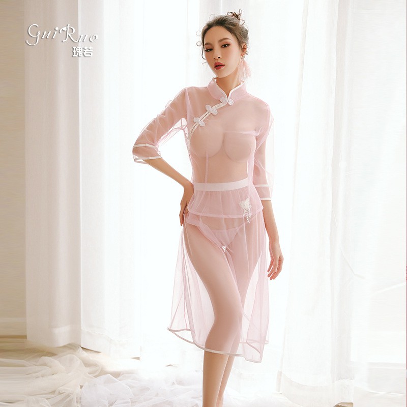 Đồ lót sexy ren gợi cảm của phụ nữ đồng phục cám dỗ lưới quan điểm cổ điển thêu sườn xám phù hợp với 147