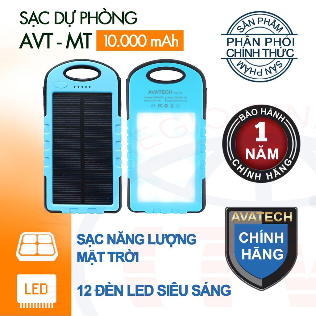 Pin sạc dự phòng năng lượng mặt trời AVATECH AVT-MT (Xanh Dương) Q[AH96]