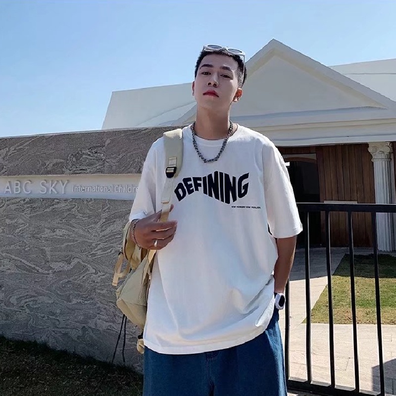 Áo Thun Dáng Rộng In Chữ Phong Cách Hip Hop Đường Phố Hàn Quốc Thời Trang Mùa Hè Cho Nam Cỡ M-5XL