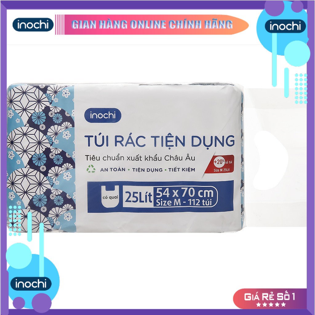 Lô 4 cuộn túi rác Inochi tiện dụng 25L