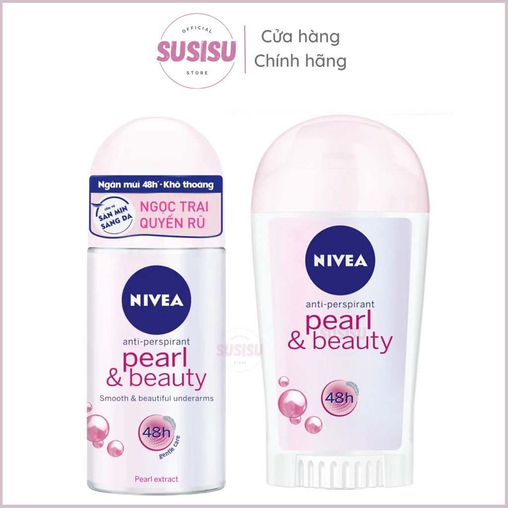 Sáp khử mùi nữ NIVEA Pearl & Beauty 40ml Ngọc trai /Lăn khử mùi hôi nách Nivea | Lăng nách Nivea Ngọc Trai 50ml