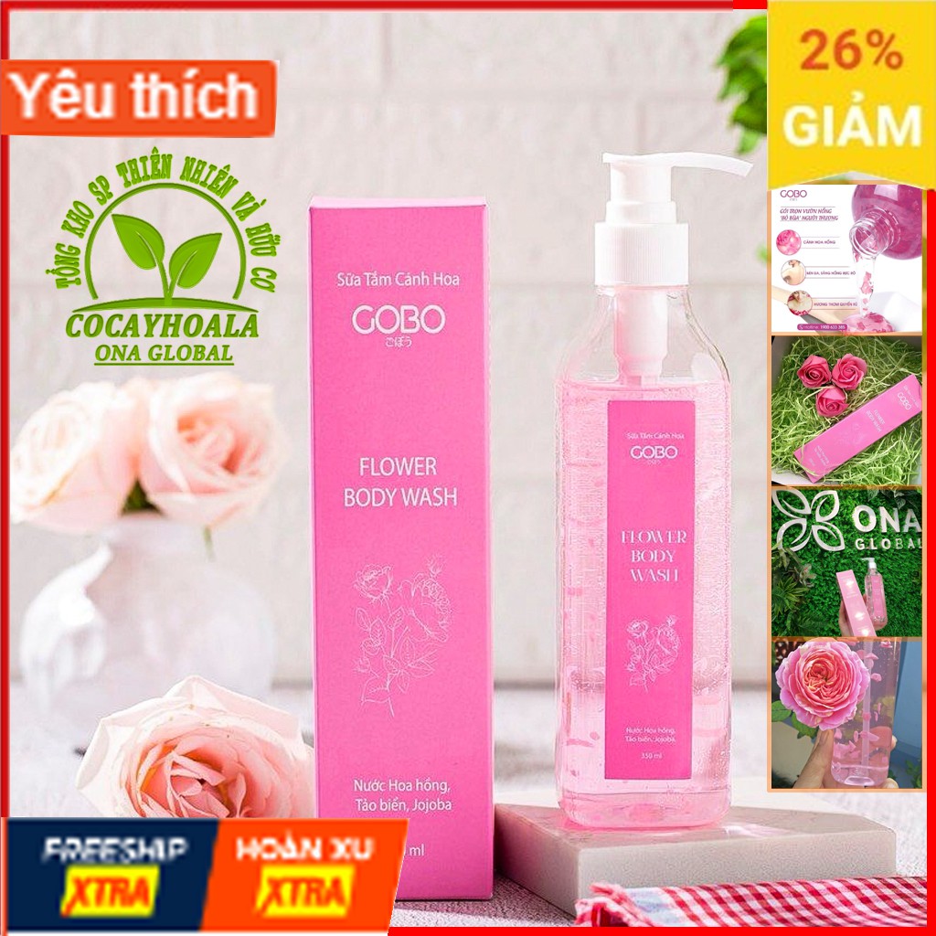 Sữa Tắm Cánh Hoa Hồng Dưỡng Trắng Cocayhoala, Sữa Tắm Dưỡng Thể Trắng Da Thiên Nhiên 350ml