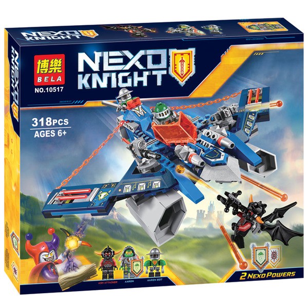 Đồ chơi lắp ráp xếp hình non lego Nexo Knights Chiến Phi Cơ của Aaron và Bot cùng Quỷ dơi đỏ Bela Lari 10517