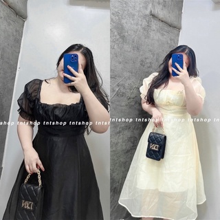 Đầm Tơ MiDi Xếp Li ngực [ TNT SHOP BIGSIZE 60kg - 90kg ]