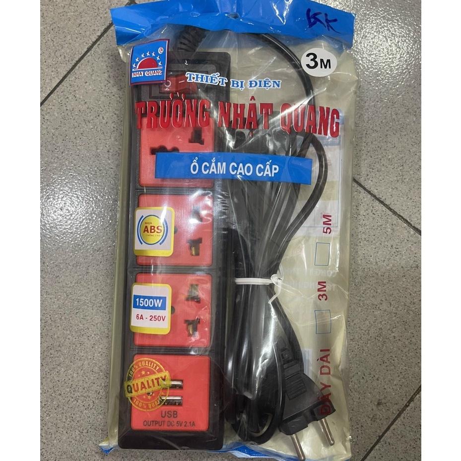 Ổ cắm điện 3 lỗ có dây có cổng sạc USB siêu tiện lợi (HÀNG CTY 100%)