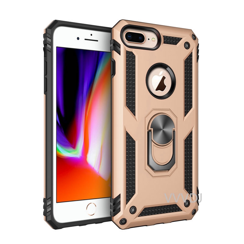 Cover Apple iPhone 7 Plus iPhone 8Plus Case Luxury Magnetic Car Phone Holder iPhone 6 6s 7 8 Plus Robot Metal Ring shell