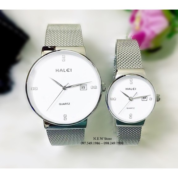 Đồng hồ cặp đôi dây thép lụa Halei Sliver | BigBuy360 - bigbuy360.vn