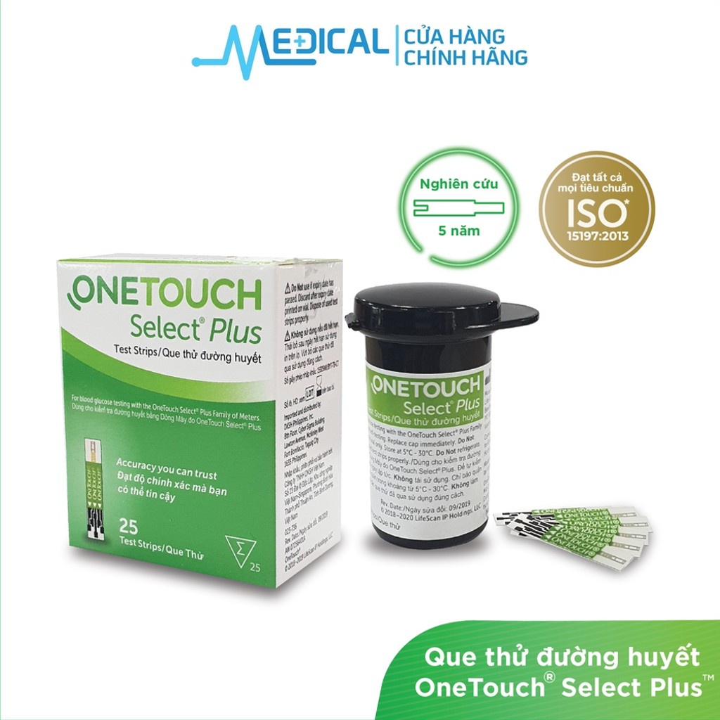 Que thử đường huyết ONETOUCH Select Plus 25 que/hộp date xa chính hãng- MEDICAL