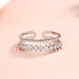 Nhẫn Nữ Bạc 2 Tầng Hàn Quốc