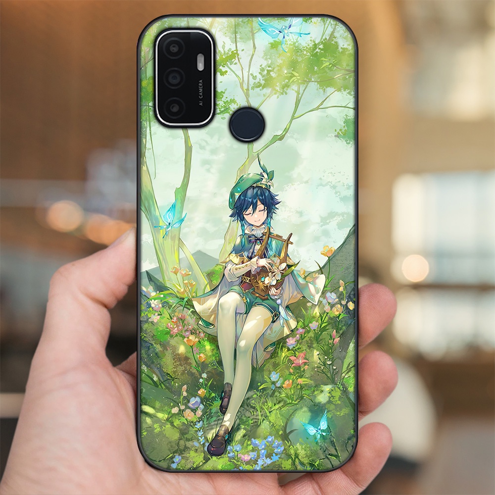 Ốp lưng Oppo A53 viền đen in hình Venti Genshin Impact