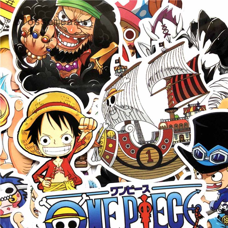 Đề can PVC chống thấm nước hình Anime ONE PIECE Luffy dán laptop/xe đạp/xe hơi/xe máy PS4