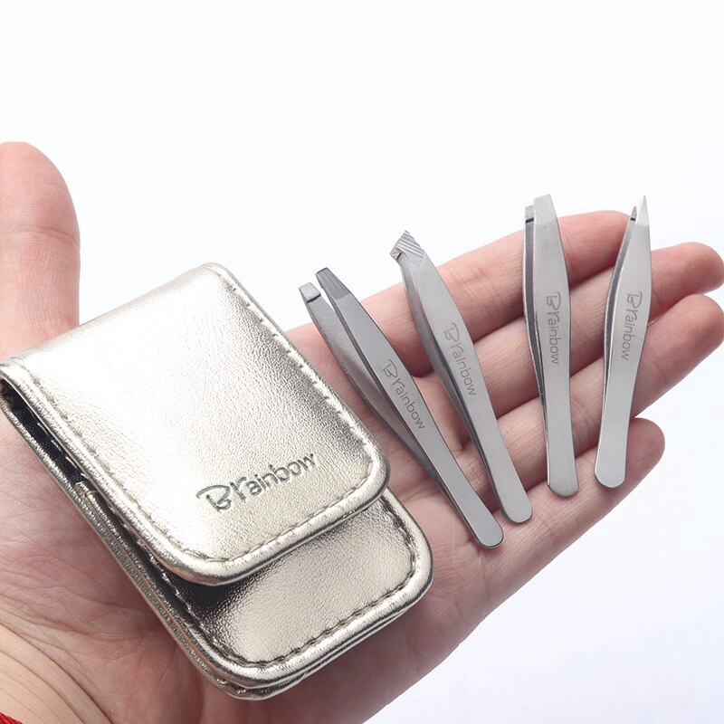 Túi 4 cái nhíp nhổ chân mày bằng thép không gỉ dễ mang theo