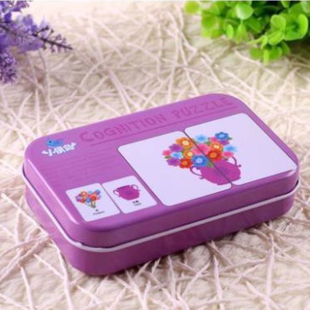 Bộ đồ chơi ghép hình 2 miếng ghép hình hộp sắt Puzzle đồ chơi phát triển trí tuệ Bonkids toys