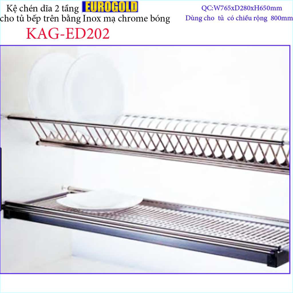 Kệ chén dĩa âm tủ KAG-ED202 - 76.5cm, Kệ chén bát chữ V 2 tầng Euro  76.5cm  khay hứng Inox nước thiết kế đẹp tiện dụng