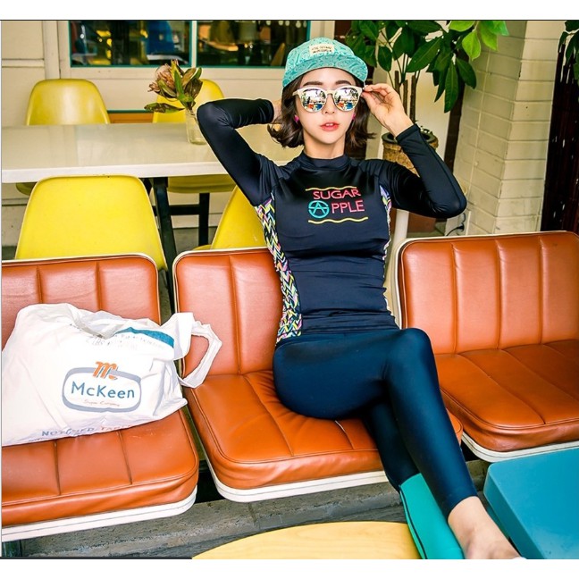 (Có sẵn) Đồ bơi Bikini dài tay quần dài phối sườn phong cách Hàn quốc