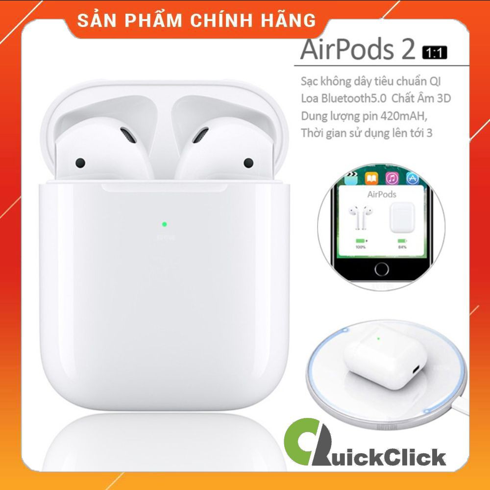 [FREESHIP]Tai nghe Bluetooth Airpods 2 cao cấp âm thanh cực hay lắp lưng chống gập (Định vị đổi tên) update 5/2020