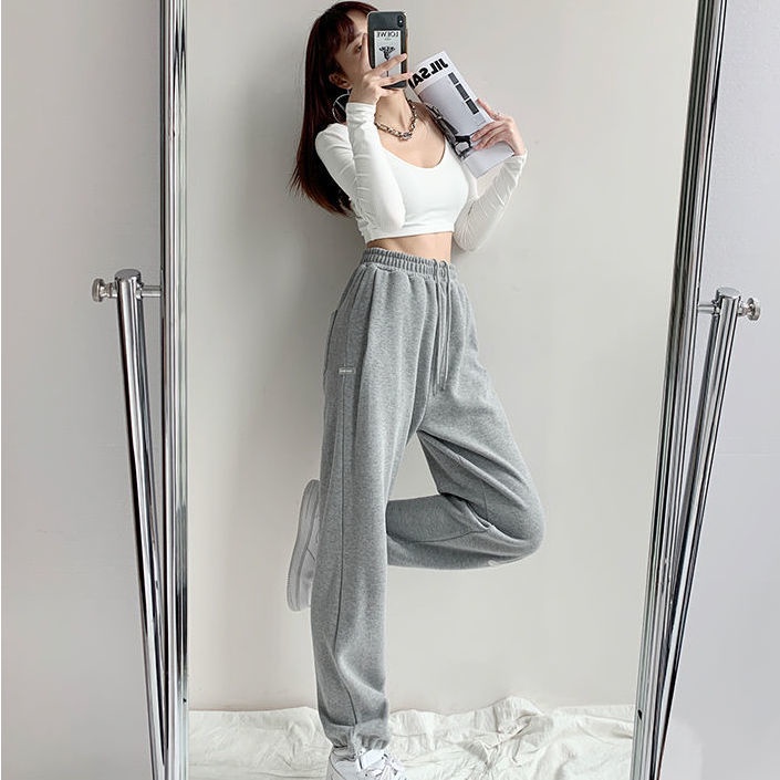 Quần BH cotton mỏng ống rộng lưng cao phong cách Hàn Quốc cho nữ 2021