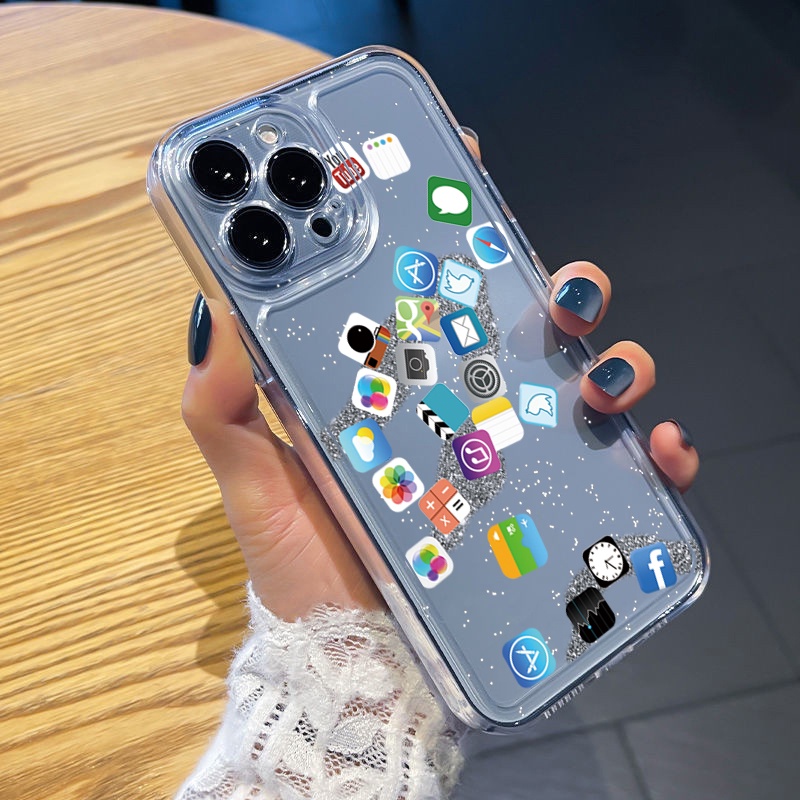 Ốp Điện Thoại TPU Gel Trong Suốt In Logo Ứng Dụng Vui Nhộn Cho Samsung Galaxy S22 Plus Note 20 Ultra 10 S21 FE S20