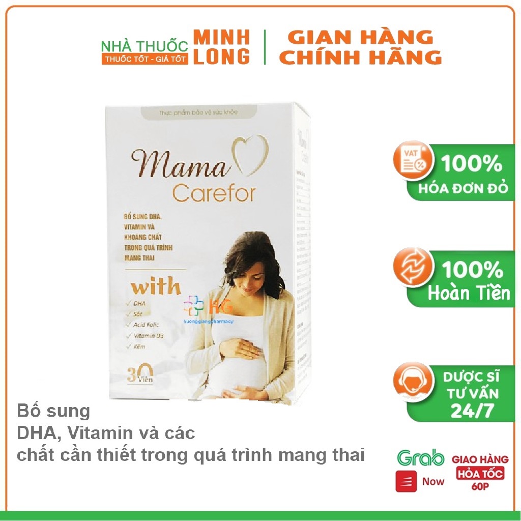 Mama Carefor - Bổ sung DHA, Vitamin và các khoáng chất cần thiết cho mẹ bầu hộp 30 viên