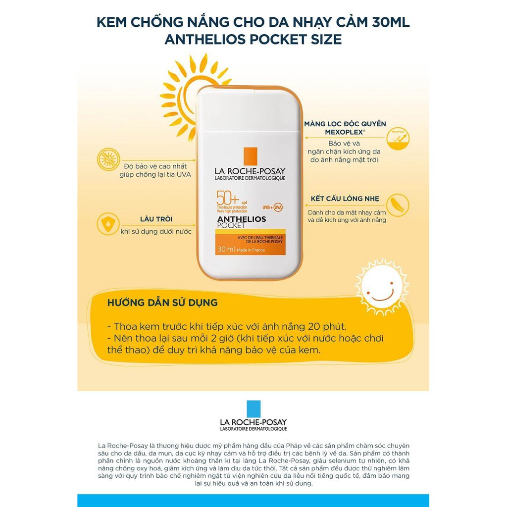 Larocheposay - Kem Chống Nắng Larocheposay Anthelios Pocket SPF50