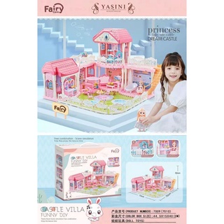 Bộ nhà biệt thự búp bê lắp ráp DIY - Mô hình Castle Villa cao cấp cỡ lớn có đèn led hấp dẫn
