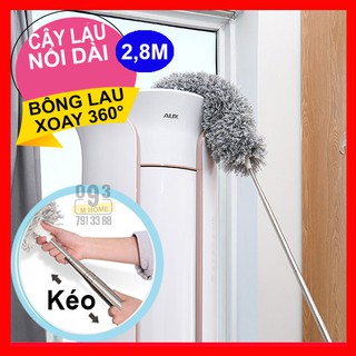 Combo Cây Lau Nhà Thông Minh, Gậy Nối Dài Vệ Sinh Nhà Cửa 2.8 mét, Gồm 1 Bông Lau 360